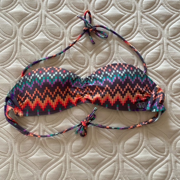Vintage halter patterned OP bikini rainbow and grey gradient - Picture 2 of 6